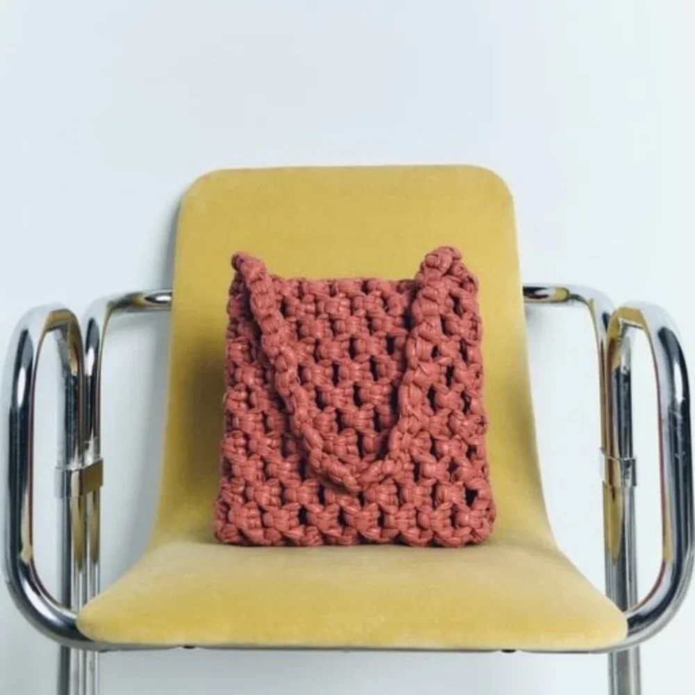 Zara Open Weave Braided Faux Leather Shoulder Bag